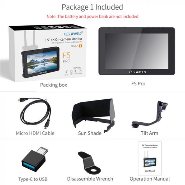 FEELWORLD F5 Pro V4 6 Inch Touch Screen DSLR Camera Field Monitor with 3D LUT 4K HDMI 5V Type-c - Image 5