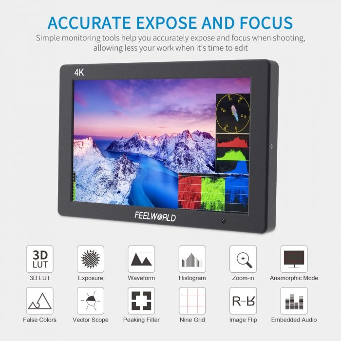 FEELWORLD T7 PLUS 7Inch 3D LUT On-camera Field Monitor Aluminum Housing 4K HDMI Input/ Output For Video Shooting - Image 2