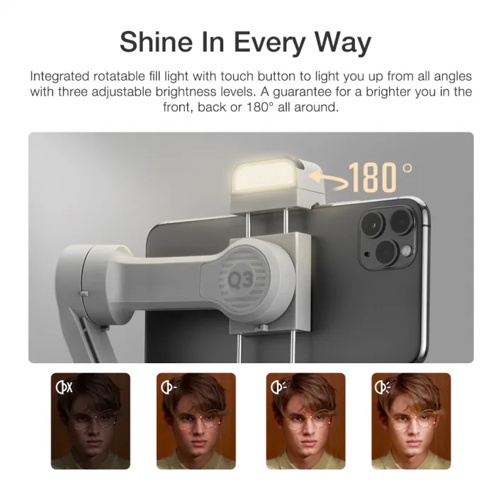 ZHIYUN SMOOTH Q3 Combo 3-Axis Gimbal Stabilizer for mobile phones and iPhone 14 pro max - Image 10