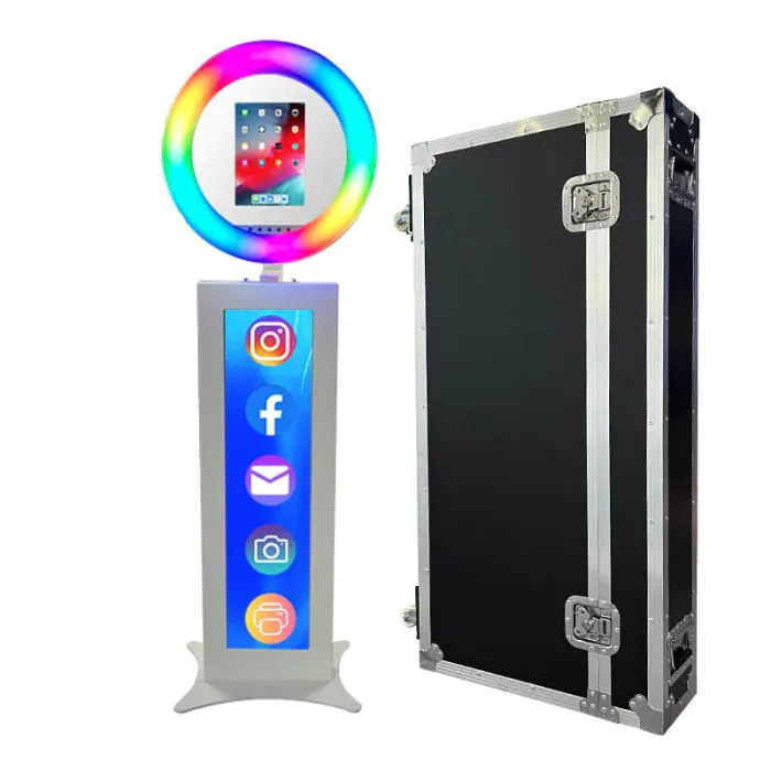 iPad Photo Booth kiosk Stand Photo Booth for DJ Birthday Christmas Party with Customized Logo and Ipad Size and Portable Flight Case - Image 1