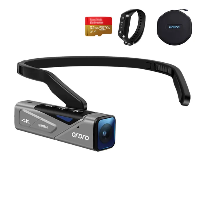 Ordro EP7 FPV Mini Head Wearable 4K Camera with Gimbal Stabilizer and Remote Controller - Image 1