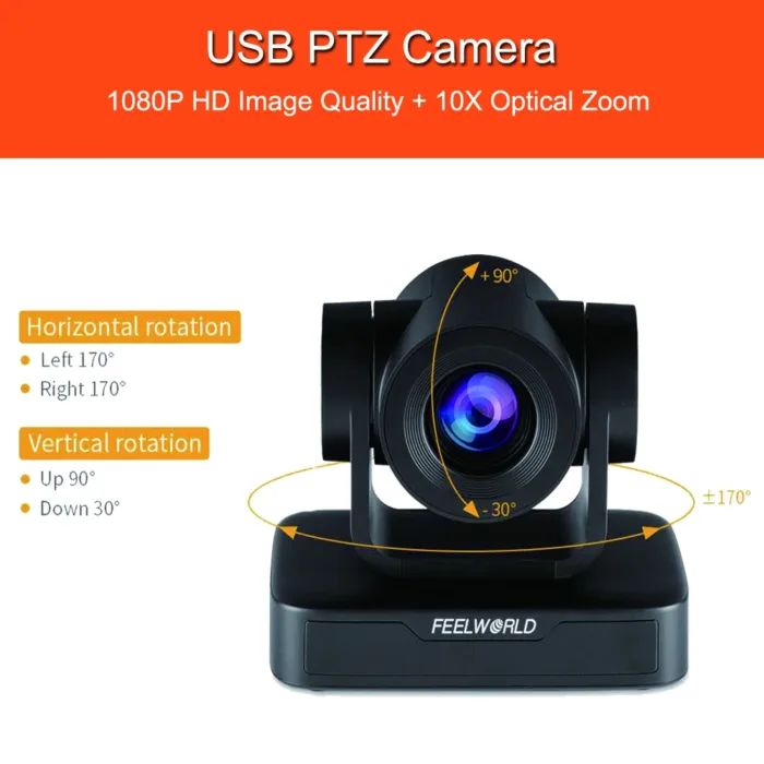 FEELWORLD USB10X PTZ Video Conference Camera With 10X Optical Zoom USB 2.0 Full HD 1080P Live Streaming Support Zoom Youtube and others - Image 5