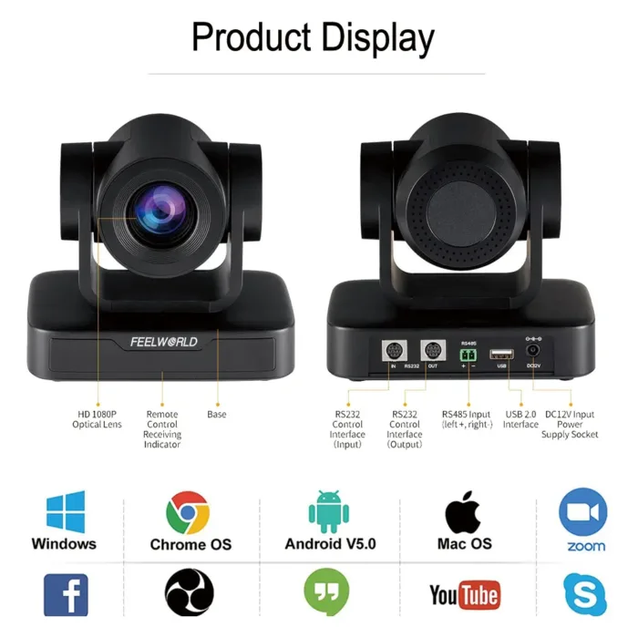 FEELWORLD USB10X PTZ Video Conference Camera With 10X Optical Zoom USB 2.0 Full HD 1080P Live Streaming Support Zoom Youtube and others - Image 6