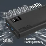 Promate Bolt-20Pro Portable High-Capacity 20000Mah Slim Power Bank, Dual USB Ports, 10W Type-C Input/Output Port, Smart LED Display, Safe Adaptive Charging for Smartphones - Image 4