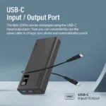 Promate Bolt-20Pro Portable High-Capacity 20000Mah Slim Power Bank, Dual USB Ports, 10W Type-C Input/Output Port, Smart LED Display, Safe Adaptive Charging for Smartphones - Image 5