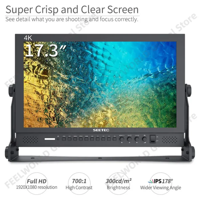 SEETEC P173-9HSD 17.3 Inch Broadcast Studio Monitor Desktop 1920x1080 3G SDI 4K HDMI AV YPbPr Aluminum Design - Image 2