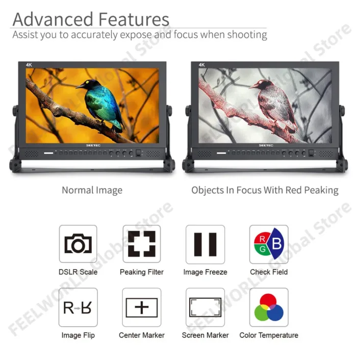 SEETEC P173-9HSD 17.3 Inch Broadcast Studio Monitor Desktop 1920x1080 3G SDI 4K HDMI AV YPbPr Aluminum Design - Image 4