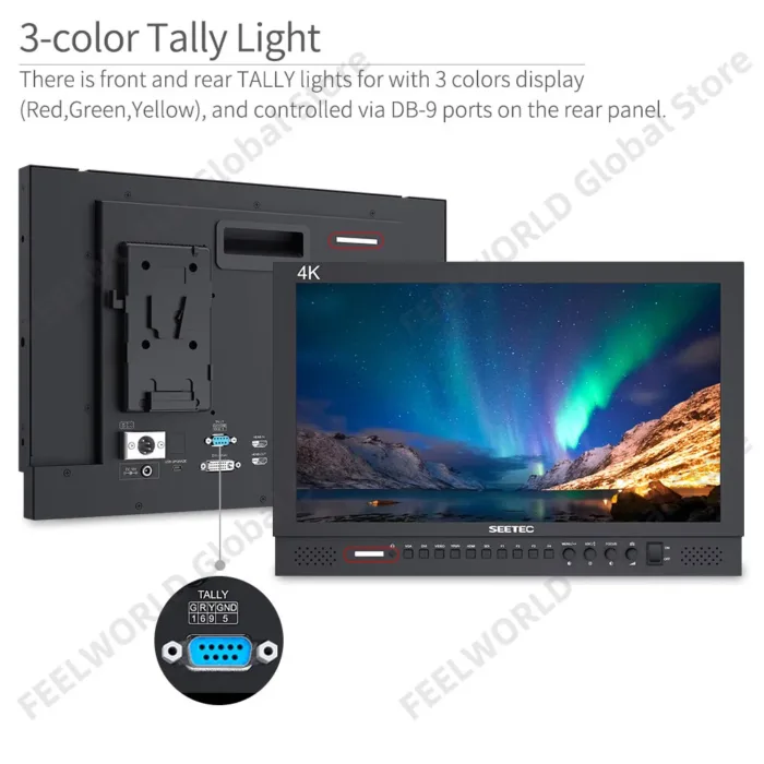 SEETEC P173-9HSD 17.3 Inch Broadcast Studio Monitor Desktop 1920x1080 3G SDI 4K HDMI AV YPbPr Aluminum Design - Image 5