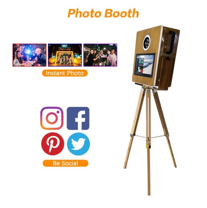 Xria Vintage Wooden Photo Booth with 15.6 inch Touch Screen Selfie Photobooth Compitable with DSLR Cameras for Weddings Parties anda Events - Image 2