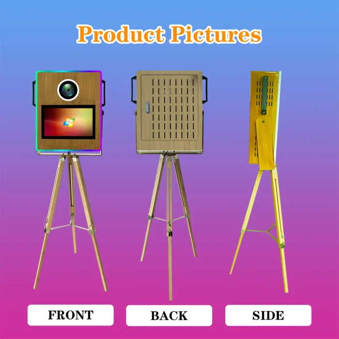 Xria Vintage Wooden Photo Booth with 15.6 inch Touch Screen Selfie Photobooth Compitable with DSLR Cameras for Weddings Parties anda Events - Image 10