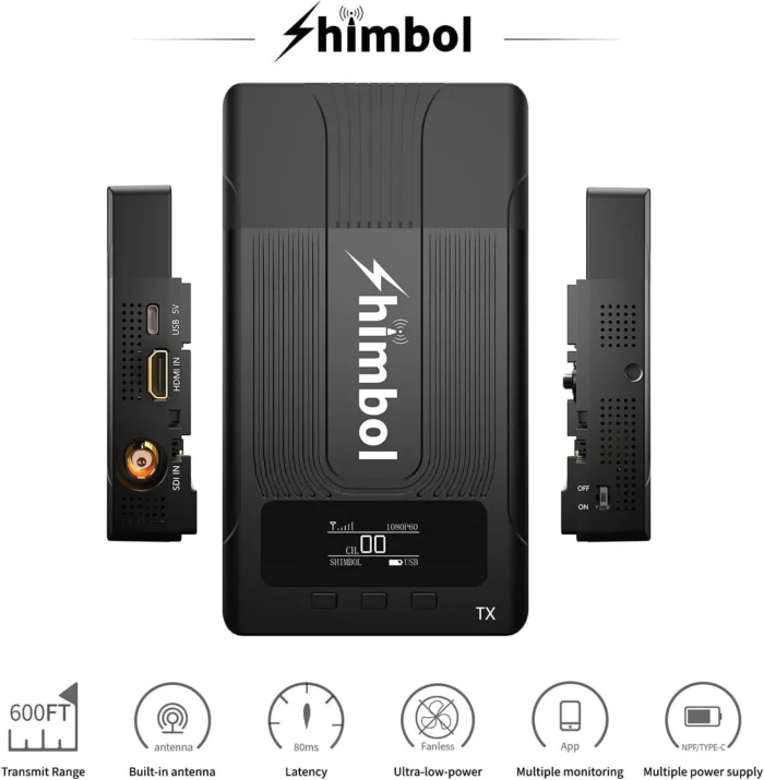 Shimbol ZO600S SDI & f Transmission System 1080 P60 HDMI&SDI Built-in Antenna Suit 600 ft Range 0.08s Latency 3 APP Monitoring Transmitter and Receiver - Image 3
