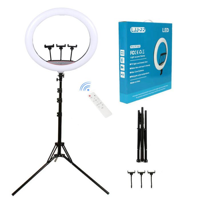 LJJ-22 Ring Light 22 Inch Dimmable ringlight With Tripod Stand And Remote For Vlogging And Taking Photos - Image 1