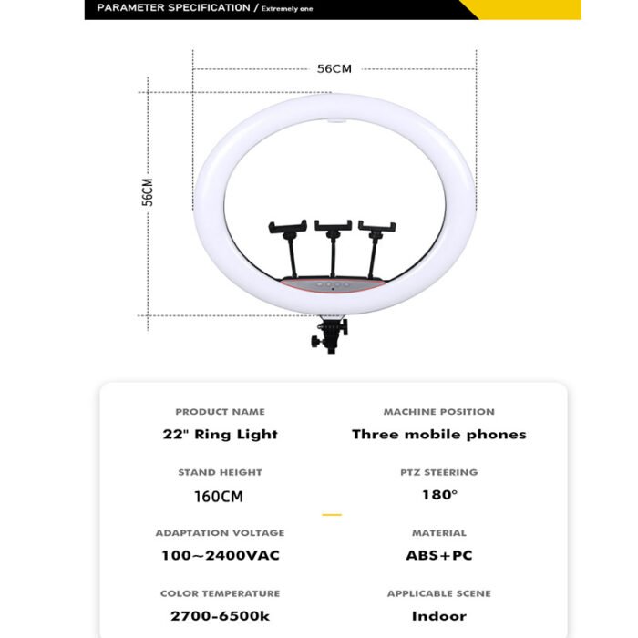 LJJ-22 Ring Light 22 Inch Dimmable ringlight With Tripod Stand And Remote For Vlogging And Taking Photos - Image 3